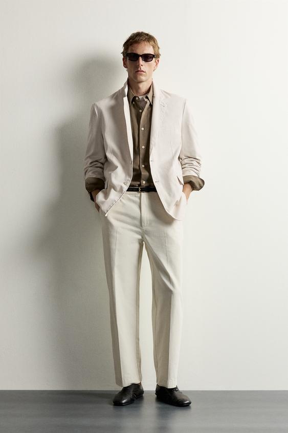 WASHED RELAXED FIT CHINO TROUSERS - Ecru by Zara - Image 0