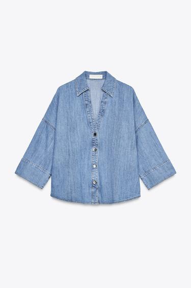 Z1975 WIDE SLEEVE DENIM SHIRT - Mid-blue by Zara