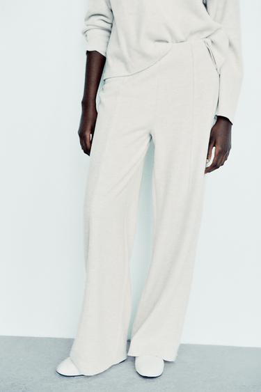 STRAIGHT SOFT TROUSERS - Beige marl by Zara