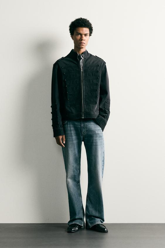 CROPPED FIT JACKET WITH SHOULDER TABS - Charcoal by Zara - Image 0