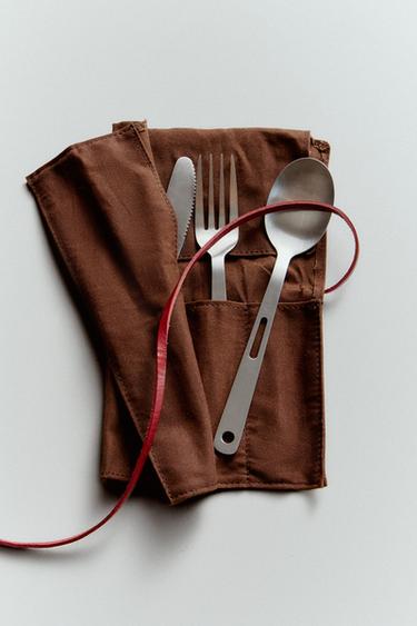 CAMPING CUTLERY SET - Brown by Zara