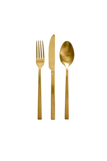 3-PIECE GOLDEN STEEL CUTLERY SET - Gold by Zara