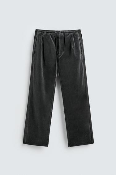VELVET TROUSERS WITH TAPING X SR_A - Anthracite grey by Zara