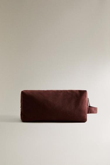 PLAIN COTTON BEACH WASH BAG WITH HANDLE - Terracotta by Zara - Image 0
