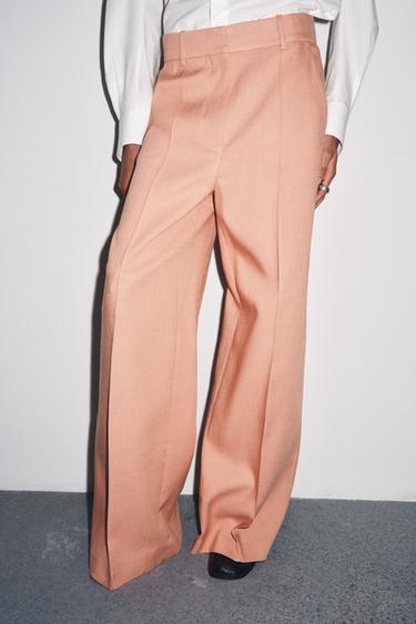 ZW COLLECTION MINIMAL TROUSERS - Pastel pink by Zara