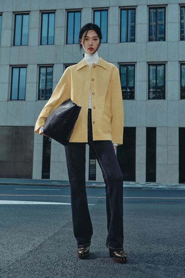 100% SUEDE LEATHER JACKET - Beige-pink by Zara