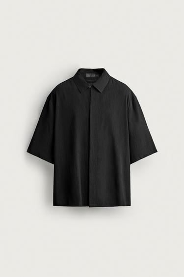 TEXTURED BOXY FIT SHIRT - Black by Zara