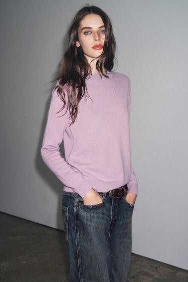 LONG SLEEVE 100% CASHMERE JUMPER - Light lilac by Zara