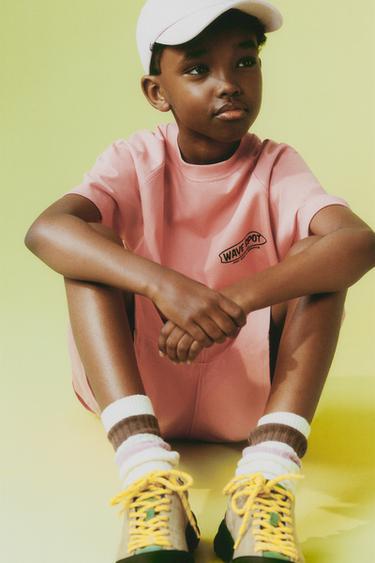 SLOGAN T-SHIRT AND BERMUDA SHORTS SET - Coral by Zara