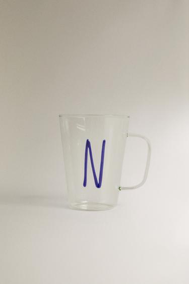 BOROSILICATE MUG WITH INITIAL N - Cobalt by Zara - Image 0