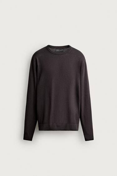 LIGHTWEIGHT COTTON BLEND JUMPER - Chocolate by Zara