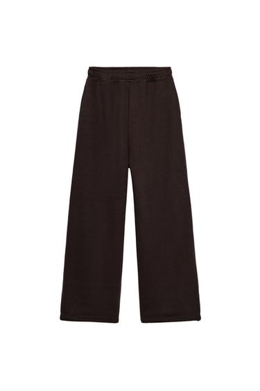 BASIC STRAIGHT PLUSH TROUSERS WITH ADJUSTABLE HEM - Brown by Zara