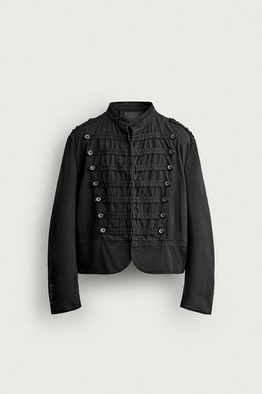 CROPPED FIT JACKET WITH TABS - Black by Zara