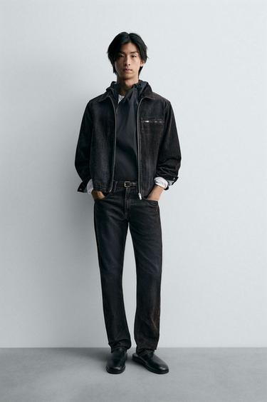 FLOCKED VELVET RELAXED FIT JEANS - Brown by Zara