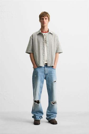 BOXY FIT CHECK SHIRT - Blue by Zara - Image 0