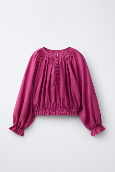 RAMIE BLOUSE WITH PINTUCKS - Raspberry by Zara