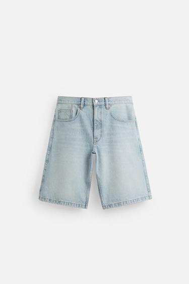 BAGGY FIT DENIM BERMUDAS - Light blue by Zara