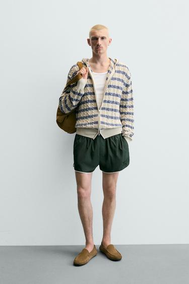 HOODED CABLE-KNIT TEXTURED CARDIGAN - Beige by Zara - Image 0