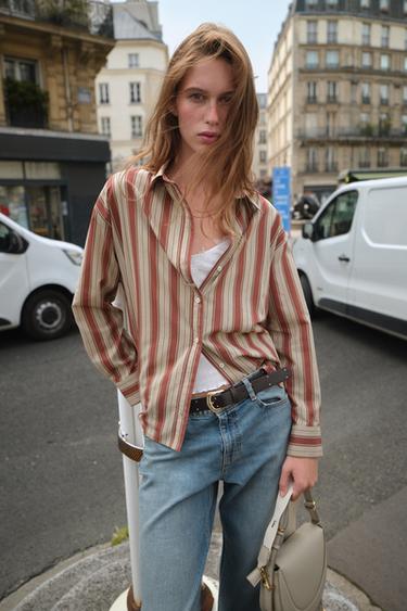 STRIPED SHIRT WITH BACK TAB - Multicoloured by Zara