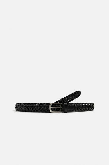 BRAIDED LEATHER BELT - Black by Zara - Image 0