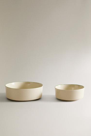 CERAMIC PET FOOD BOWL WITH SLOGAN DETAIL - Green by Zara - Image 0