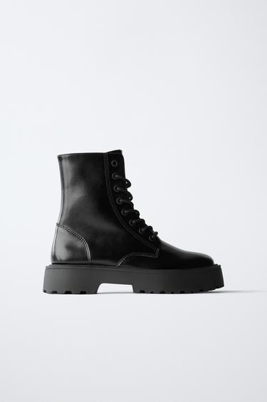 LACE-UP ANKLE BOOTS - Black by Zara - Image 0