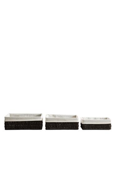 RECTANGULAR BASKET WITH COTTON LINING - Brown by Zara
