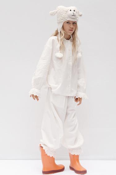 LIMITED EDITION EMBROIDERED PYJAMA TROUSERS - Ecru by Zara