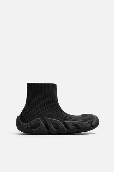 FABRIC HIGH-TOP TRAINERS - Black by Zara - Image 0