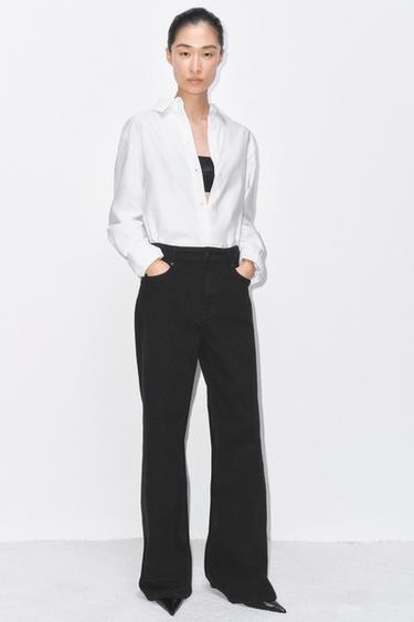 ZW COLLECTION WIDE-LEG HIGH-WAIST JEANS - Black by Zara