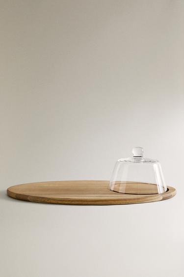 WOODEN TRAY WITH DOME - Light beige by Zara