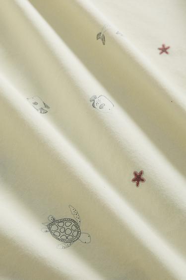 CHILDREN’S SEA PRINT DUVET COVER - Light lime green by Zara
