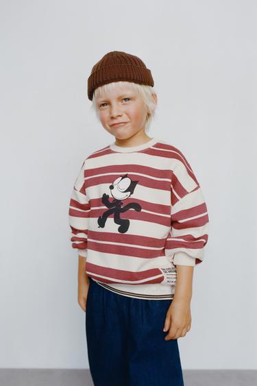 FELIX THE CAT © STRIPED SWEATSHIRT - Ecru / Maroon by Zara