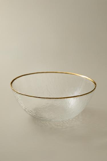 RAISED GLASS BOWL WITH GOLD RIM - Transparent by Zara