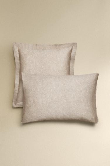 PAISLEY SATEEN PILLOWCASE - Light grey by Zara