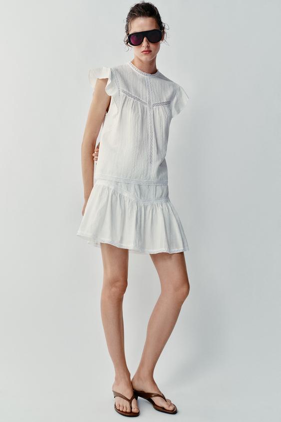 ROMANTIC LACE TRIM SKORT - Ecru by Zara - Image 0