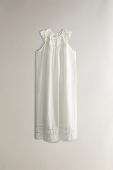 NIGHTDRESS WITH GATHERING AND LACE - Ecru by Zara - Image 0