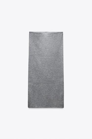 PLAIN KNIT MIDI SKIRT - Grey / Natural by Zara
