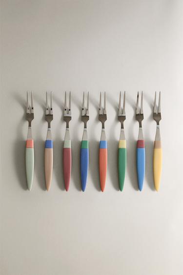 SET OF APERITIF FORKS WITH RESIN HANDLE (SET OF 8) - Silver by Zara