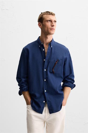 COTTON - LINEN SHIRT - Bluish by Zara