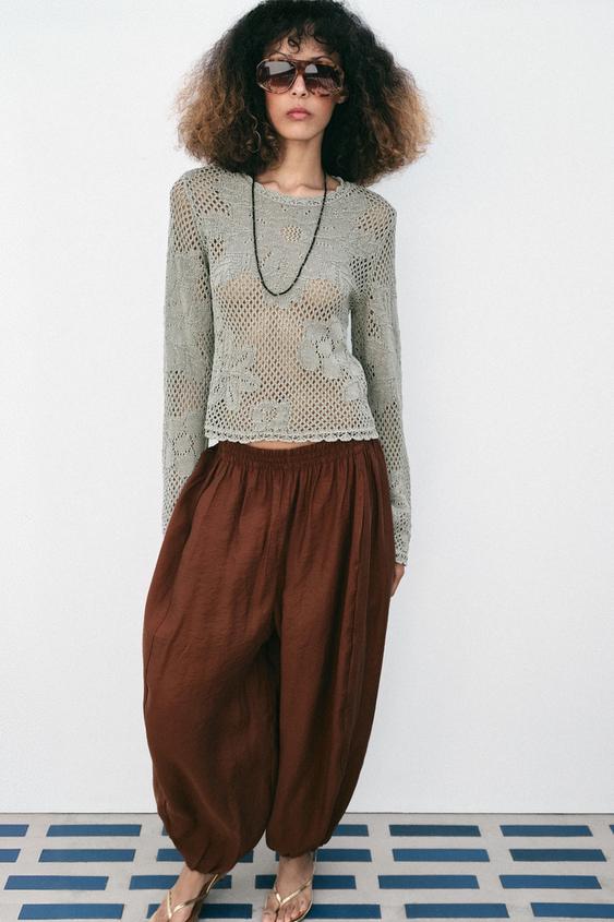 VOLUME SAROUEL TROUSERS - Brown by Zara - Image 0