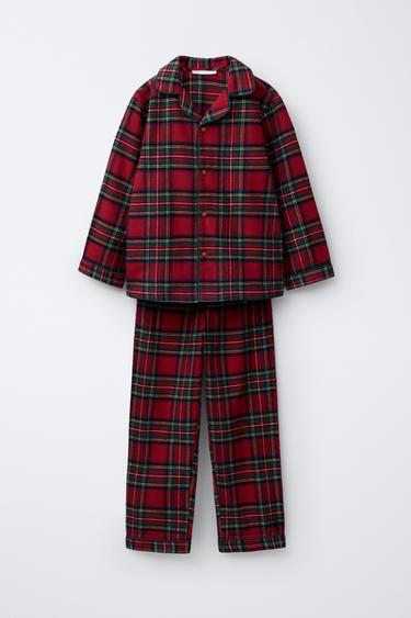 AGES 6-14 / FLANNEL CHECK PYJAMAS - Red by Zara