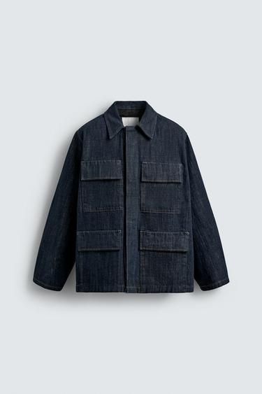 RELAXED FIT DENIM JACKET WITH POCKETS - Indigo by Zara