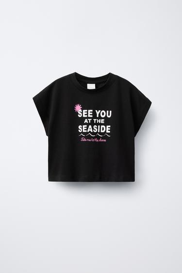 PRINTED T-SHIRT - Black by Zara