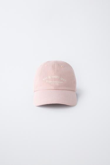 EMBROIDERED SLOGAN CAP - Pale pink by Zara