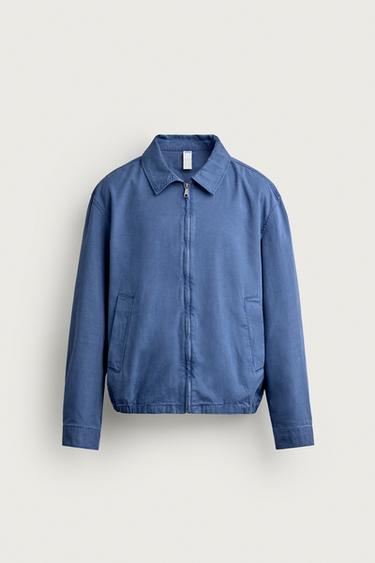 REGULAR FIT WASHED COTTON JACKET - Blue by Zara
