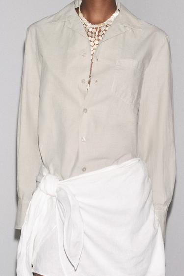 ZW COLLECTION SHIRT WITH POCKET - Stone by Zara