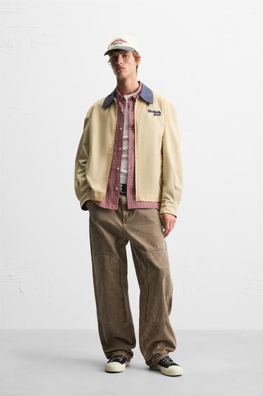 EMBROIDERED WASHED JACKET - Oyster-white by Zara