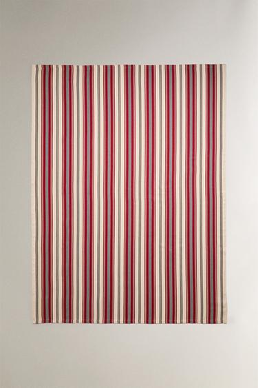 STRIPED COTTON BLANKET - Red by Zara - Image 0