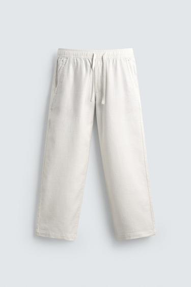 TEXTURED RELAXED FIT TROUSERS - Oyster-white by Zara